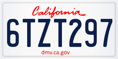 CA license plate 6TZT297