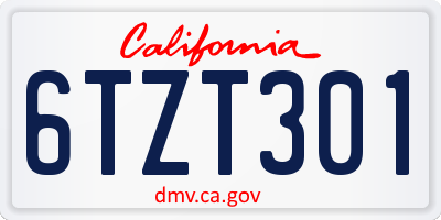 CA license plate 6TZT301