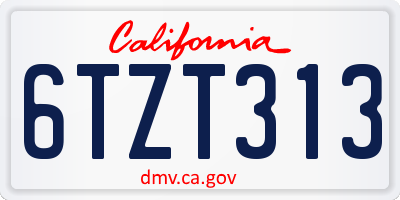 CA license plate 6TZT313
