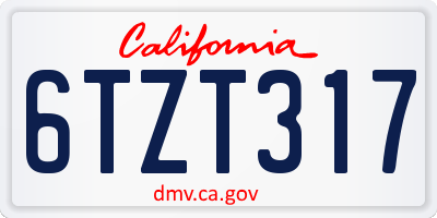 CA license plate 6TZT317