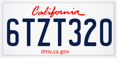 CA license plate 6TZT320