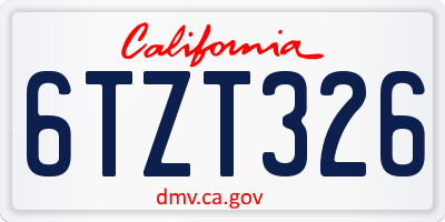 CA license plate 6TZT326