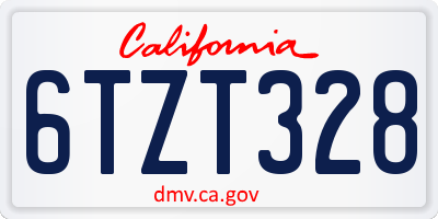 CA license plate 6TZT328