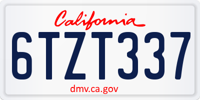 CA license plate 6TZT337