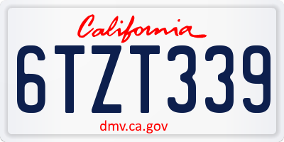 CA license plate 6TZT339