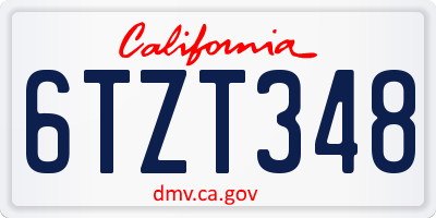 CA license plate 6TZT348