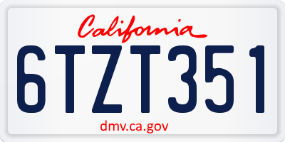 CA license plate 6TZT351