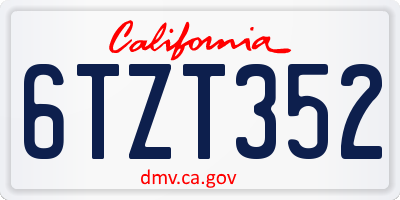 CA license plate 6TZT352