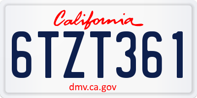 CA license plate 6TZT361