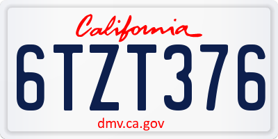 CA license plate 6TZT376