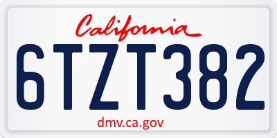 CA license plate 6TZT382