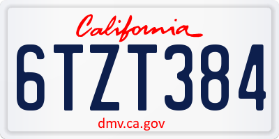 CA license plate 6TZT384