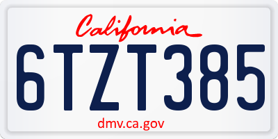 CA license plate 6TZT385