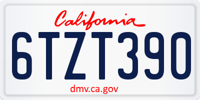 CA license plate 6TZT390