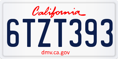 CA license plate 6TZT393