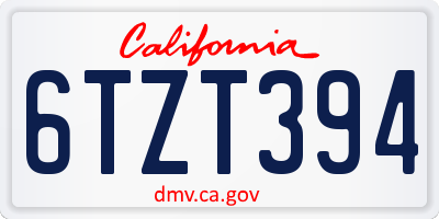CA license plate 6TZT394