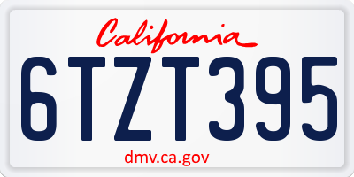 CA license plate 6TZT395