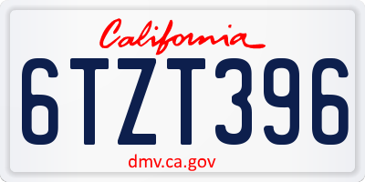 CA license plate 6TZT396