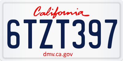 CA license plate 6TZT397