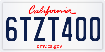 CA license plate 6TZT400