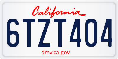 CA license plate 6TZT404