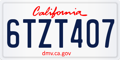CA license plate 6TZT407