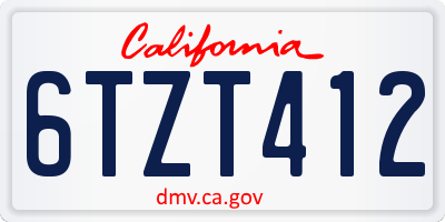 CA license plate 6TZT412