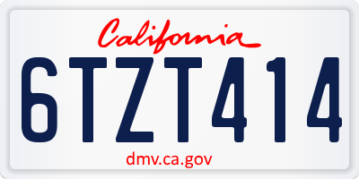 CA license plate 6TZT414