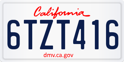 CA license plate 6TZT416
