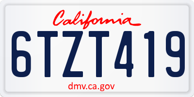 CA license plate 6TZT419