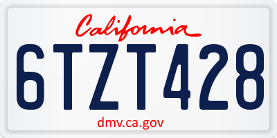 CA license plate 6TZT428