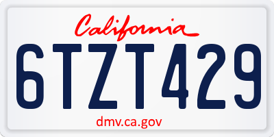 CA license plate 6TZT429