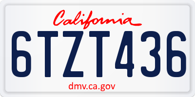 CA license plate 6TZT436
