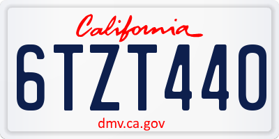 CA license plate 6TZT440