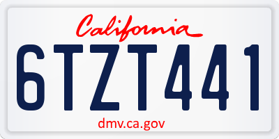 CA license plate 6TZT441