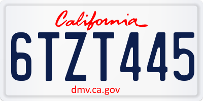 CA license plate 6TZT445