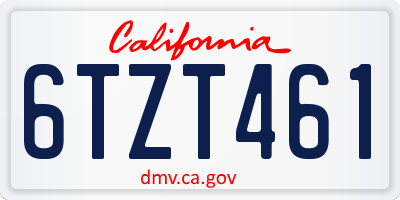 CA license plate 6TZT461