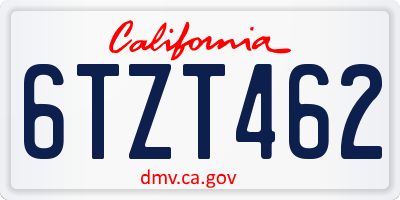CA license plate 6TZT462