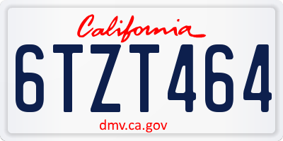 CA license plate 6TZT464