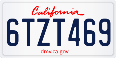 CA license plate 6TZT469