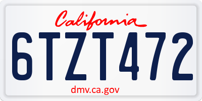 CA license plate 6TZT472