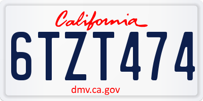 CA license plate 6TZT474