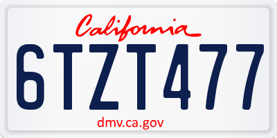 CA license plate 6TZT477