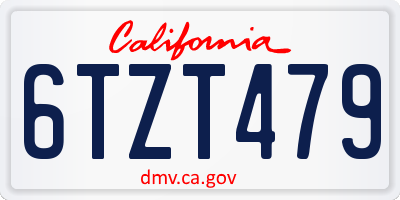 CA license plate 6TZT479