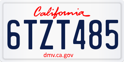 CA license plate 6TZT485