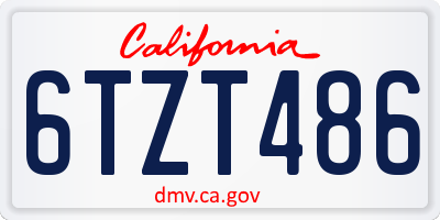 CA license plate 6TZT486
