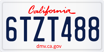 CA license plate 6TZT488