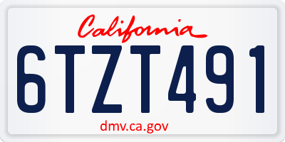 CA license plate 6TZT491