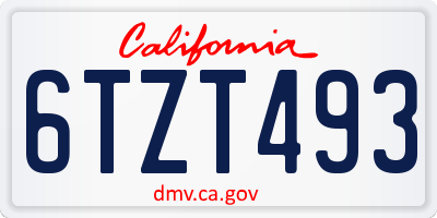 CA license plate 6TZT493