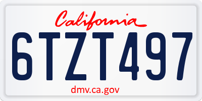 CA license plate 6TZT497